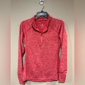 Women's Tangerine Red Quarter-Zip Top
